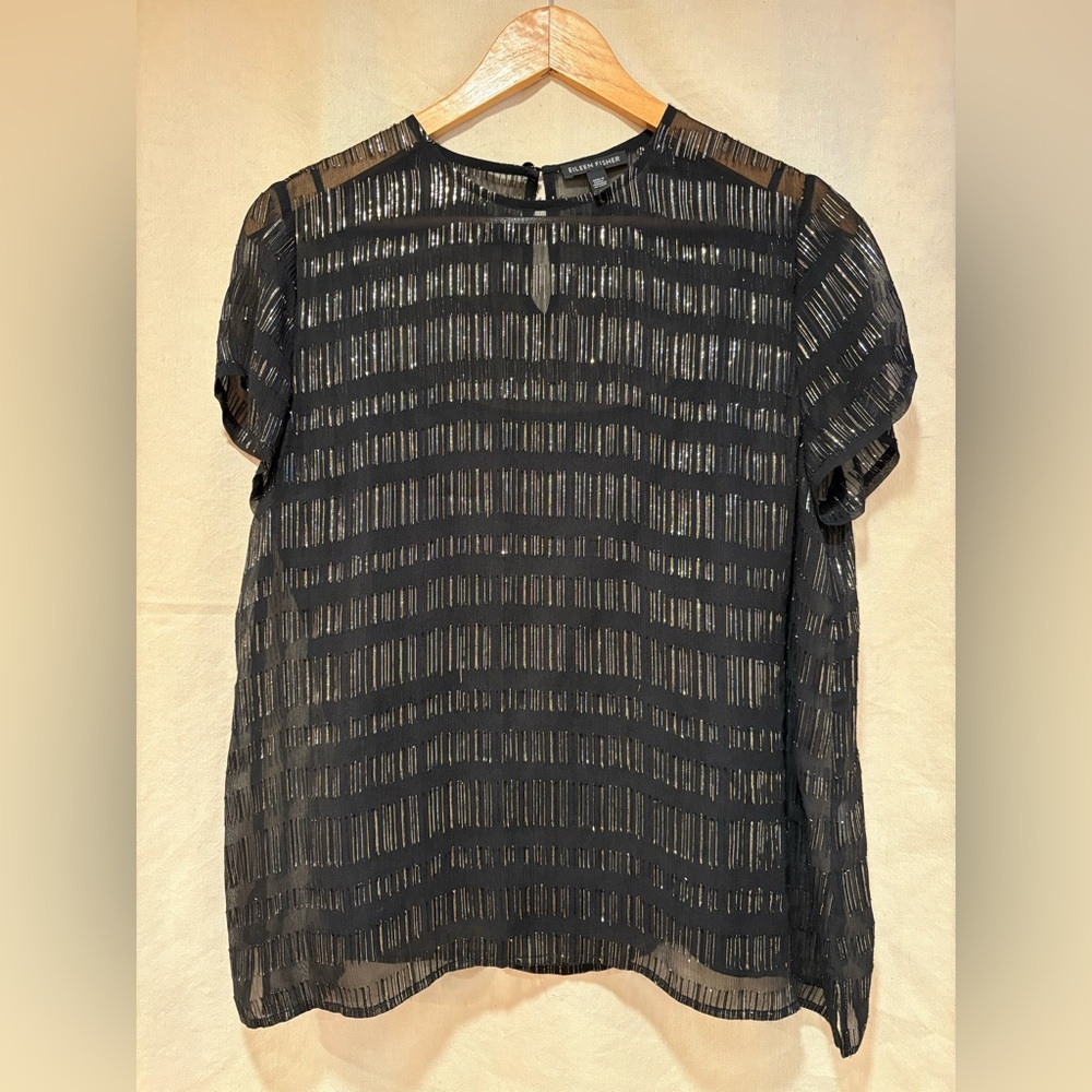 EILEEN FISHER silk lurex top, S, EUC